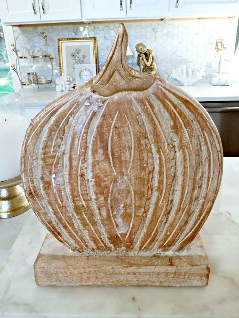 NEW! DISTRESSED BOHO SOLID WOOD FARMHOUSE PUMPKIN DECOR